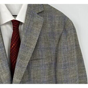 JOSEPH ABBOUD HERITAGE jacket blazer sport coat plaid wool silk linen 46R